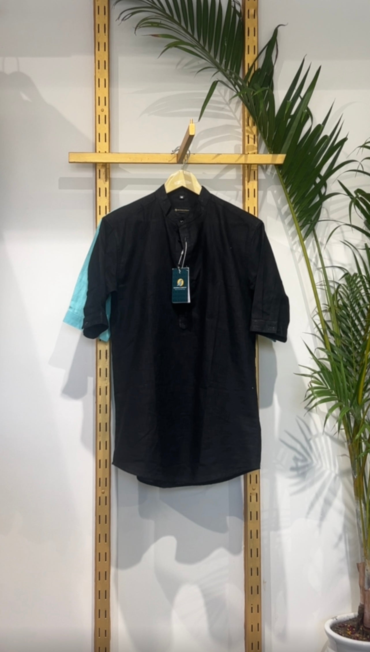 The Urban Linen Black Short Kurta