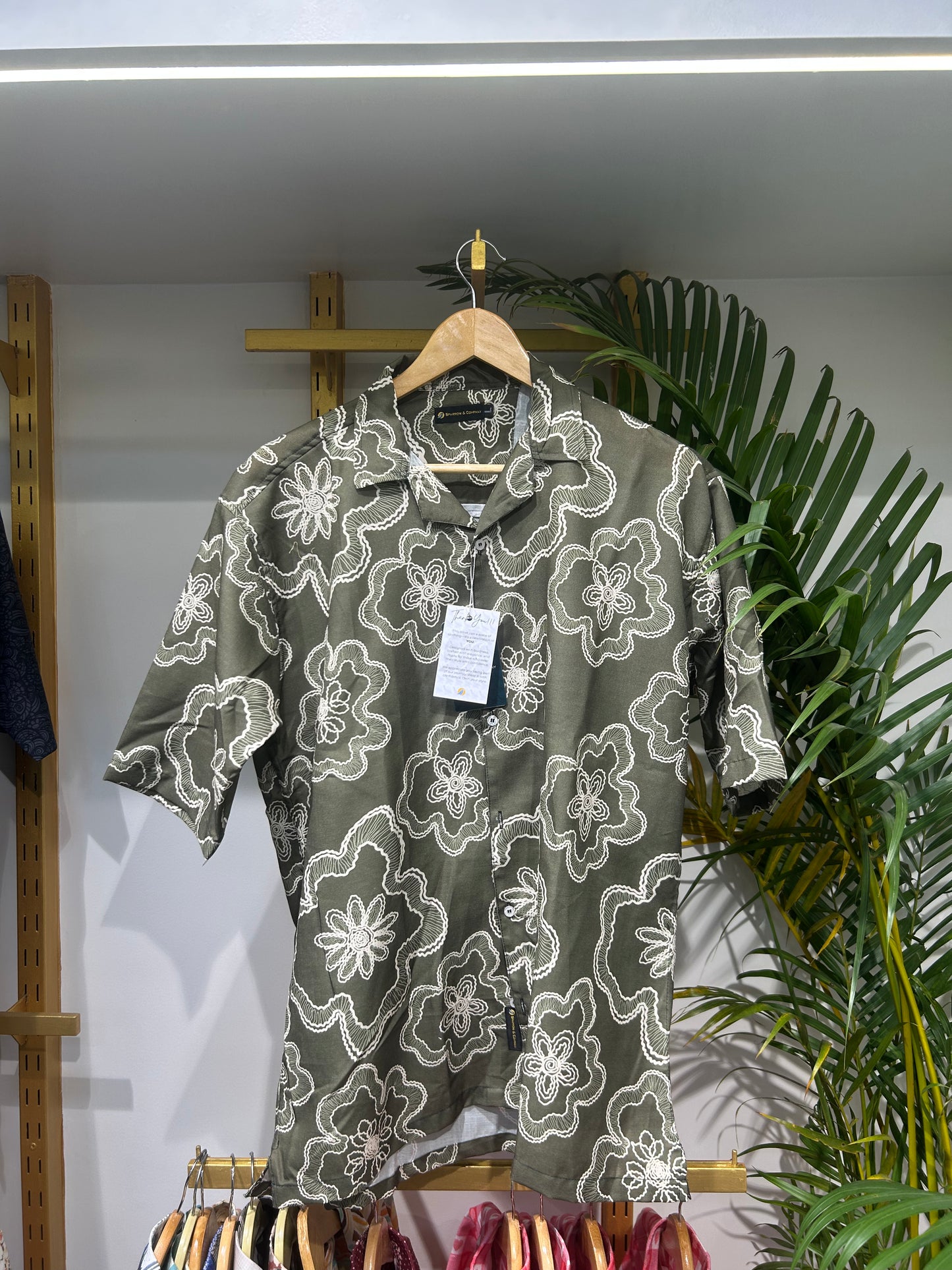 Olive Floral Embroidered Print