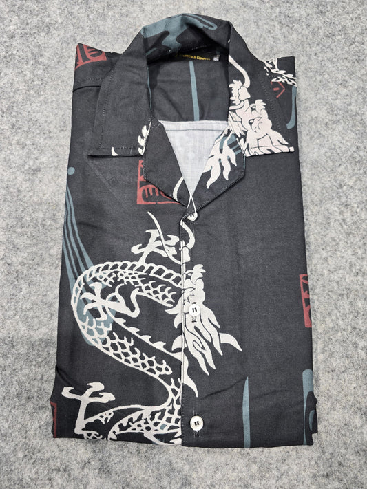 Black Dragon Print Shirt