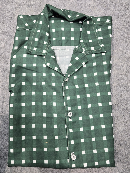 Evergreen Checkered Cuban Collar Shirt