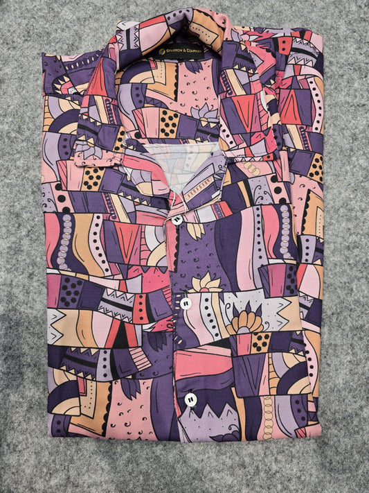 Abstract Mosaic Print Shirt