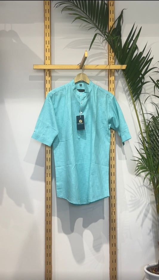 The Urban Linen Aqua Short Kurta