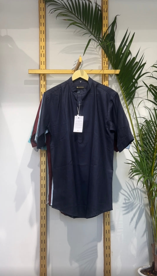 The Urban Linen Navy Short Kurta