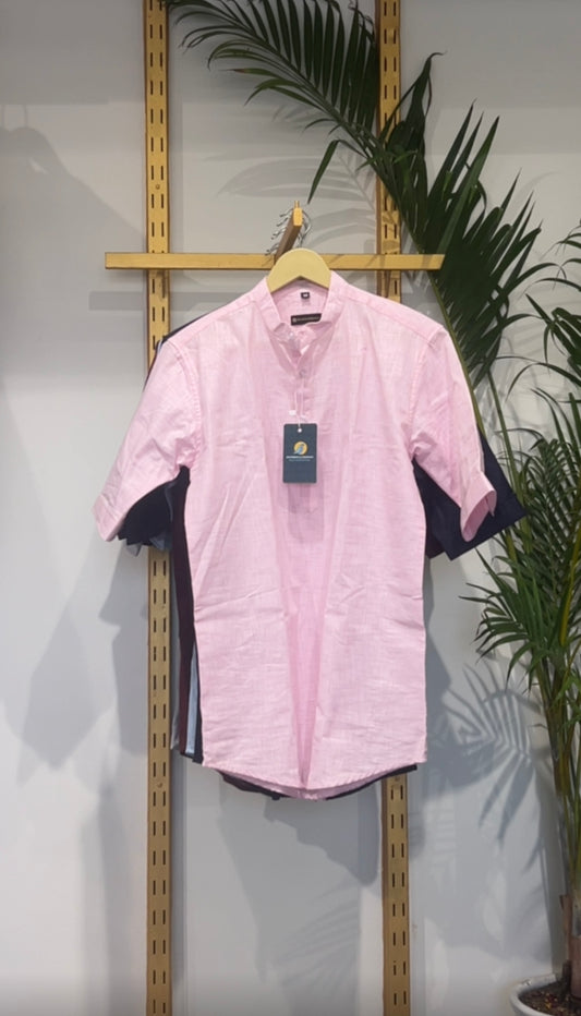The Urban Linen Pink Short Kurta