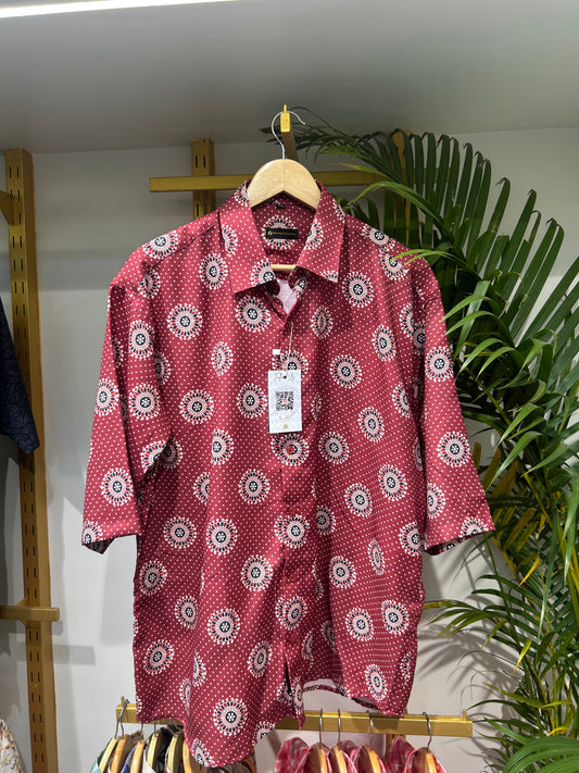 Vintage Maroon Mandala Print