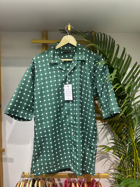 Evergreen Checkered Cuban Collar