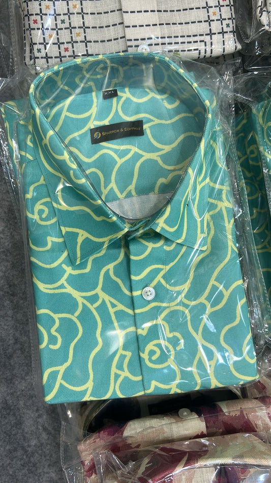 Aqua Bloom Cotton Shirt