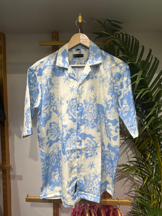 Azure Bloom Linen