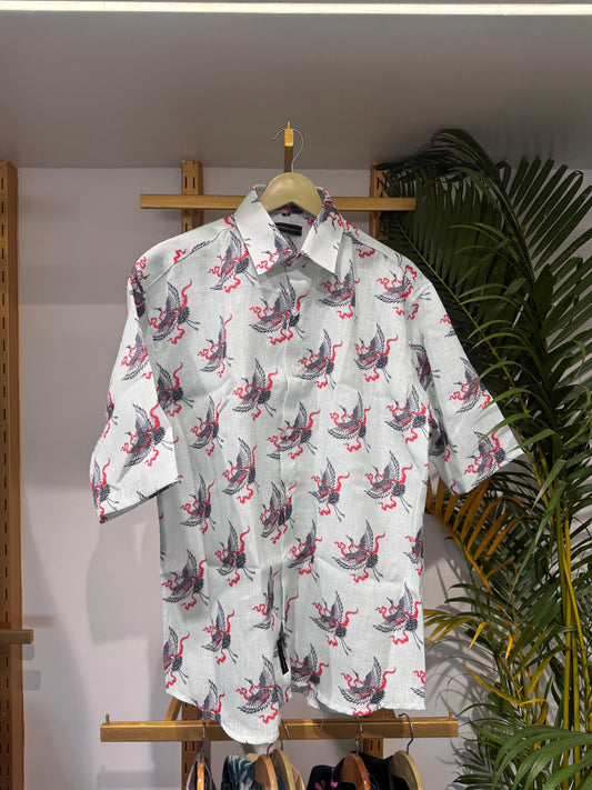 Light Blue Crane Print
