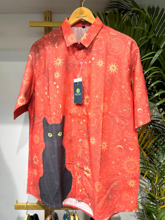 Mystic Black Cat Oversized Shirt